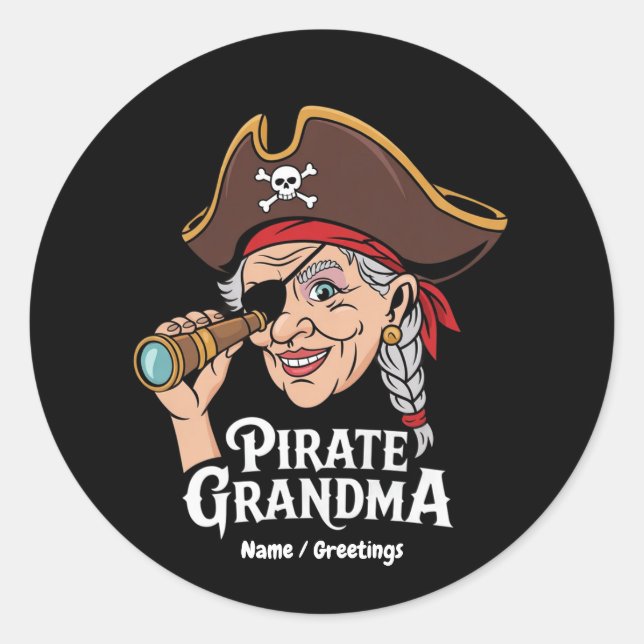 Pirate Grandma Funny Grandmother Halloween Costume Classic Round Sticker (Front)