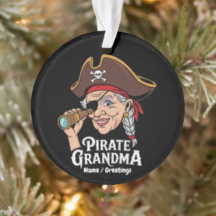 Pirate Grandma Funny Grandmother Halloween Costume Ornament