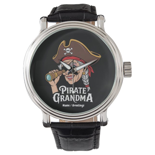 Pirate Grandma Funny Grandmother Halloween Costume Watch (Front)