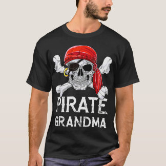 Pirate Grandma T shirt Jolly Roger Flag Skull  Cro