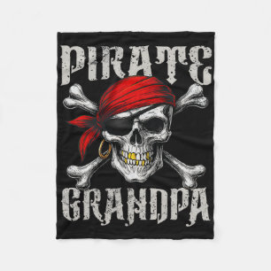 Pirate Grandpa Jolly Roger Flag And Skull Crossbon Fleece Blanket