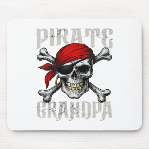 Pirate Grandpa Jolly Roger Flag And Skull Crossbon Mouse Mat