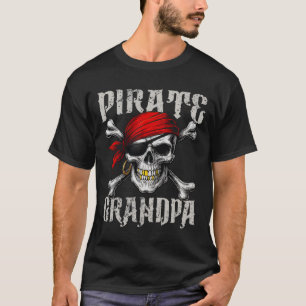Pirate Grandpa Jolly Roger Flag And Skull Crossbon T-Shirt