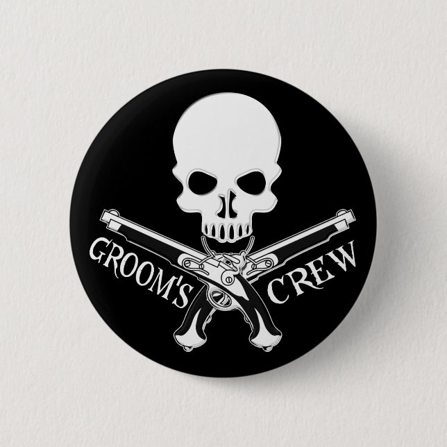 Pirate Groom's Crew Dark Button (Front)
