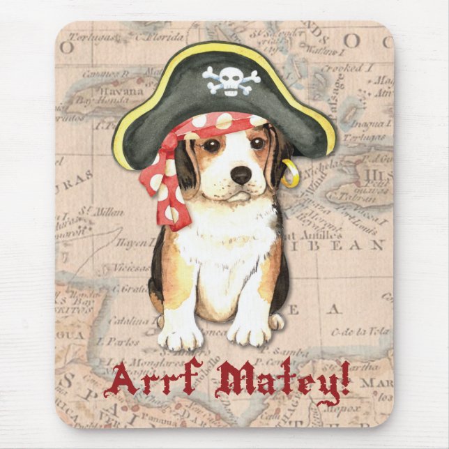 Pirate Hat Beagle Mouse Mat (Front)