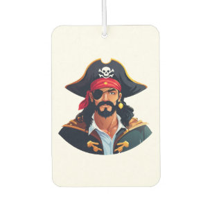 Pirate head with hat sailor and Eye Patch and Bear Car Air Freshener