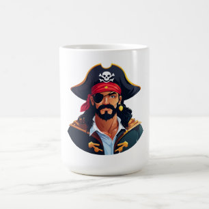 Pirate head with hat sailor and Eye Patch and Bear Coffee Mug