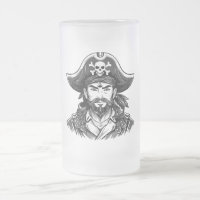 Pirate head with hat sailor and Eye Patch and Bear