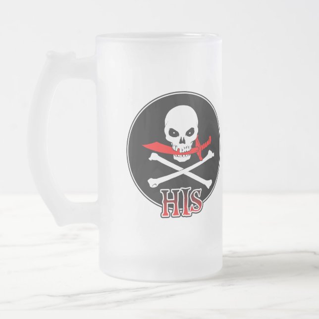Pirate His Frosted Glass Beer Mug (Left)