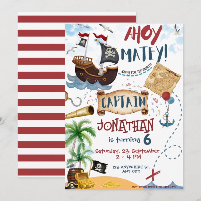 Pirate invitation Instant Download (Front/Back)