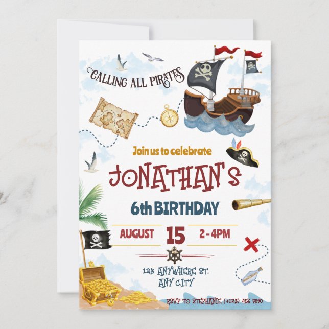 Pirate invitation Instant Download (Front)