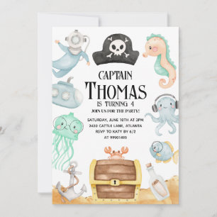 Pirate Invitation, Pirate Birthday Invitation