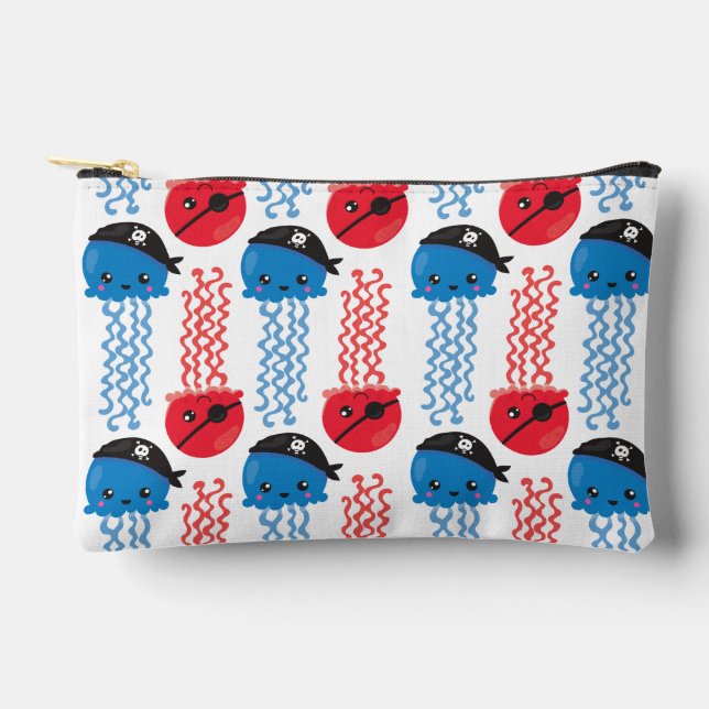 Pirate Jellyfish, Jellyfish Pattern, Sea Animals Accessory Pouch (Front)