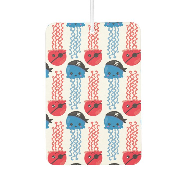 Pirate Jellyfish, Jellyfish Pattern, Sea Animals Car Air Freshener (Front)