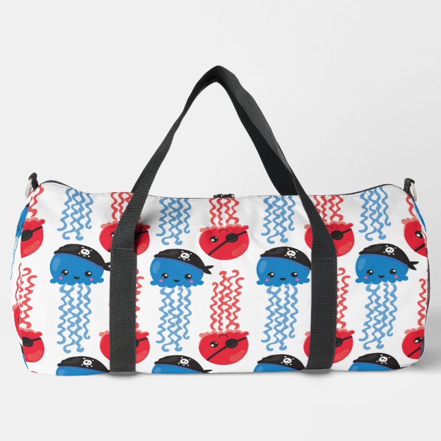 Pirate Jellyfish, Jellyfish Pattern, Sea Animals Duffle Bag (Front)
