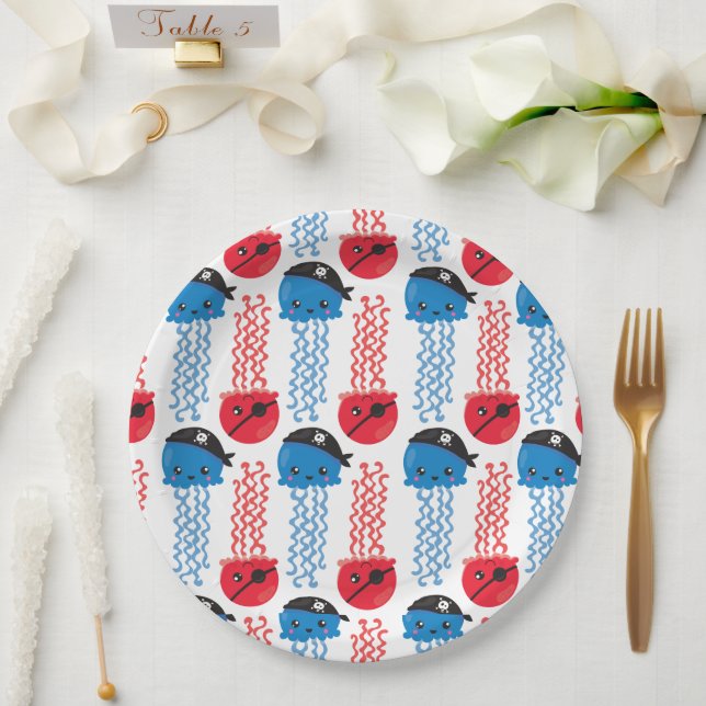 Pirate Jellyfish, Jellyfish Pattern, Sea Animals Paper Plate (Wedding)