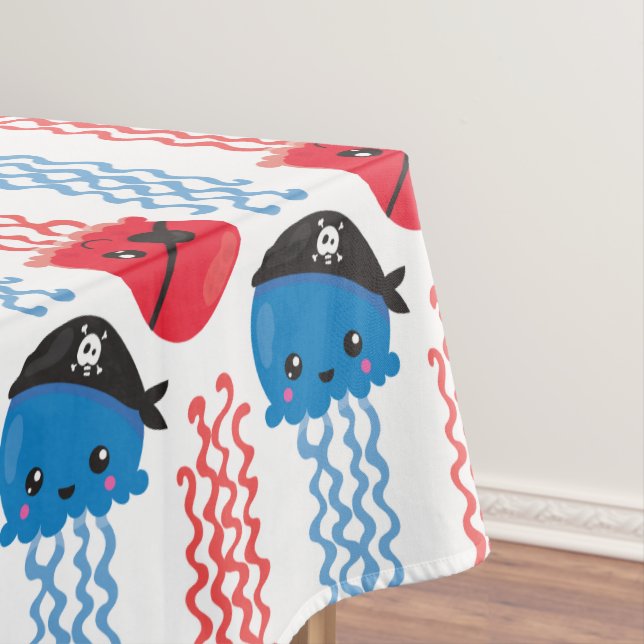 Pirate Jellyfish, Jellyfish Pattern, Sea Animals Tablecloth (In Situ)