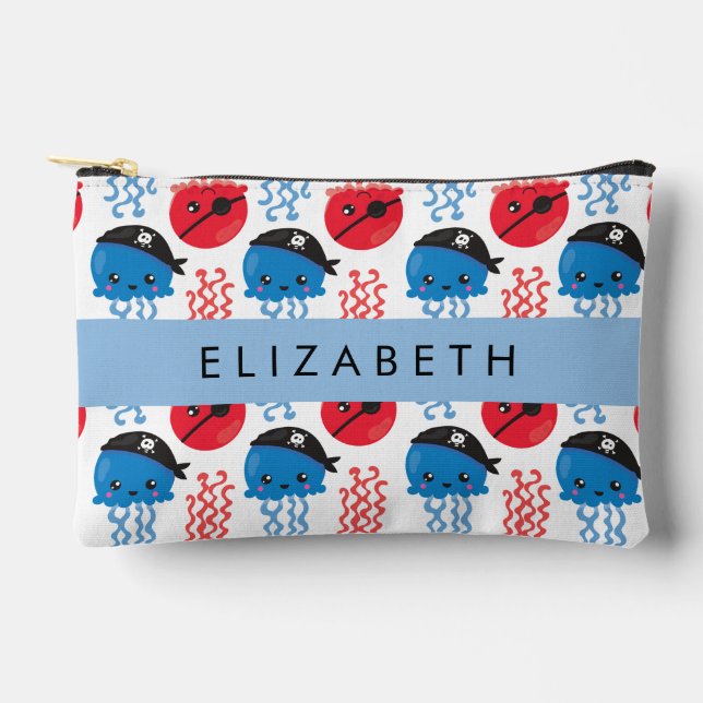 Pirate Jellyfish, Jellyfish Pattern, Your Name Accessory Pouch (Front)