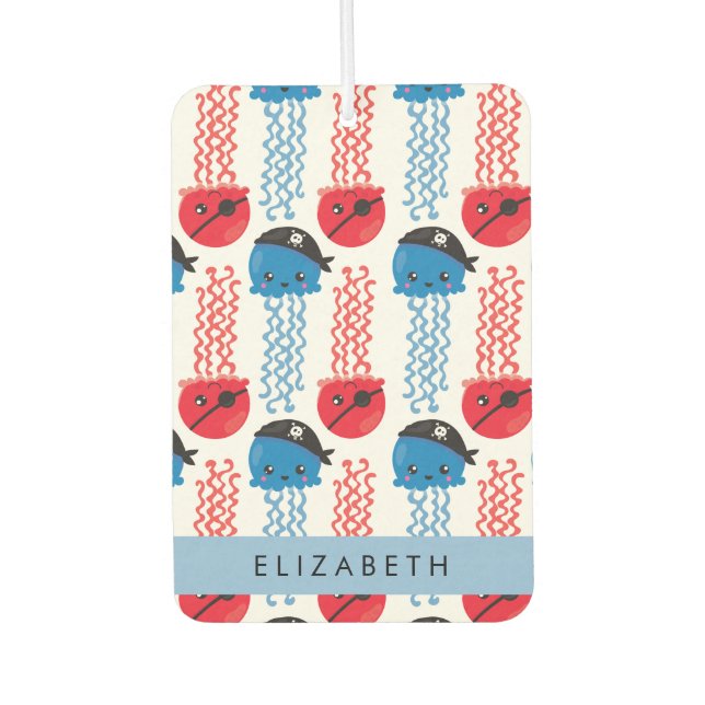 Pirate Jellyfish, Jellyfish Pattern, Your Name Car Air Freshener (Front)