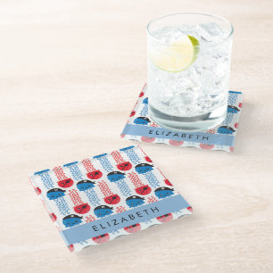 Pirate Jellyfish, Jellyfish Pattern, Your Name Glass Coaster