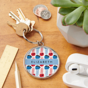 Pirate Jellyfish, Jellyfish Pattern, Your Name Key Ring