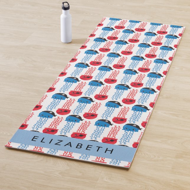 Pirate Jellyfish, Jellyfish Pattern, Your Name Yoga Mat (In Situ)