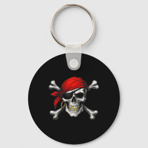 Pirate Jolly Roger Flag And Skull Crossbones Hallo Key Ring