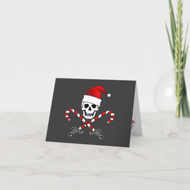 Pirate Jolly Roger Santa Christmas Card (Front)