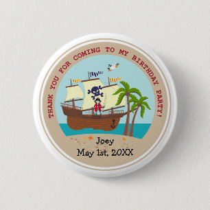 Pirate kid birthday party 6 cm round badge