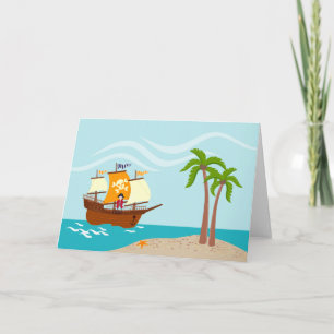 Pirate kid birthday party card