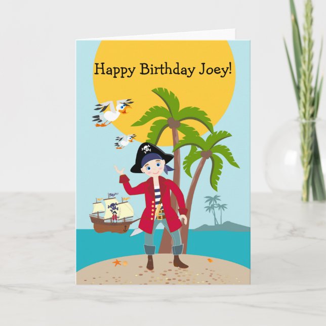 Pirate kid birthday party card (Front)