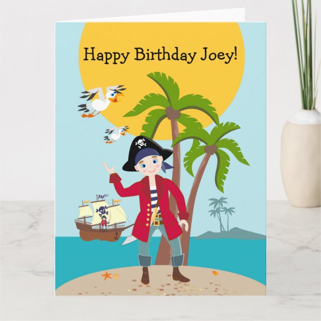 Pirate kid birthday party card (Front)