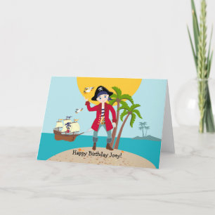 Pirate kid birthday party card