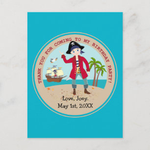 Pirate kid birthday party invitation postcard