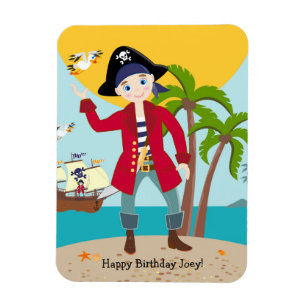 Pirate kid birthday party magnet