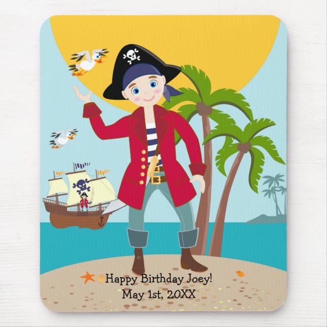 Pirate kid birthday party mouse mat (Front)
