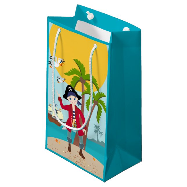 Pirate kid birthday party small gift bag (Front Angled)