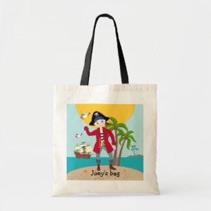 Pirate kid birthday party tote bag