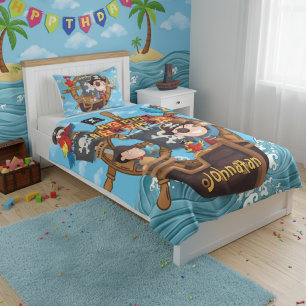 Pirate Kids Birthday Party Gift Fleece Blanket