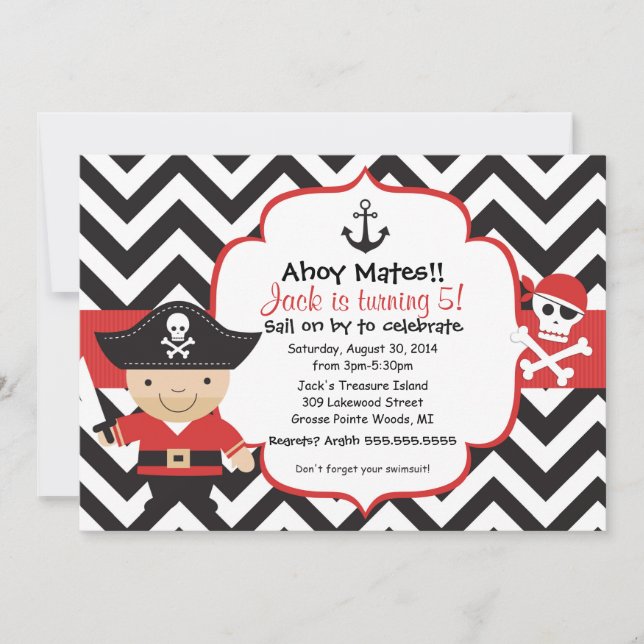 Pirate Kids Birthday Party Invitation (Front)