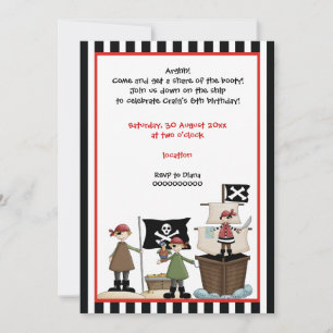 Pirate kids birthday party invitation-black border invitation