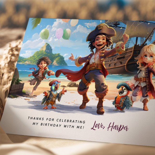 Pirate Kids Shore Adventure Thank You Card (Creator Uploaded)