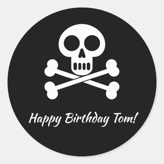 Pirate Kids Skull and Crossbones Birthday Classic Round Sticker (Front)