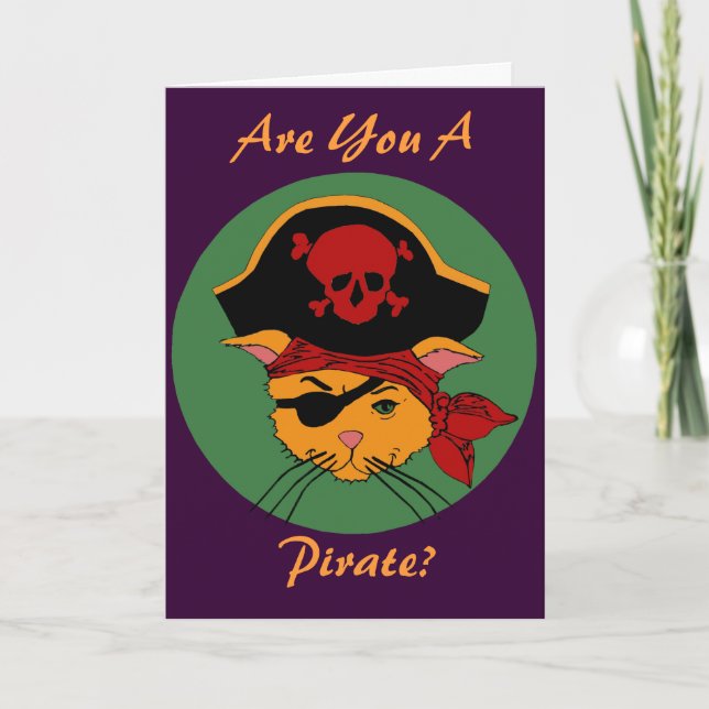 Pirate Kitty or Pretty Princess? Birthday Card (Front)