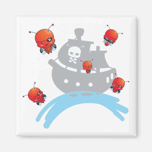 Pirate Ladybugs Magnet (Front)