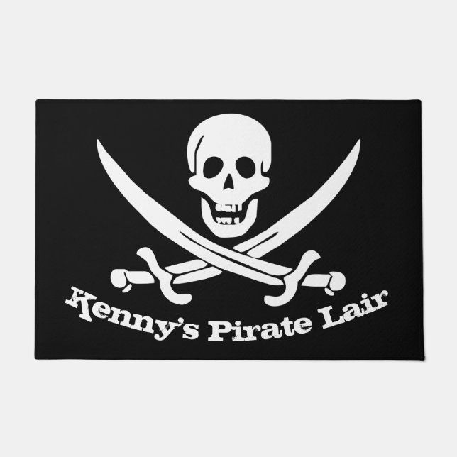 Pirate Lair Personalised Skull and Cutlasses Doormat (Front)