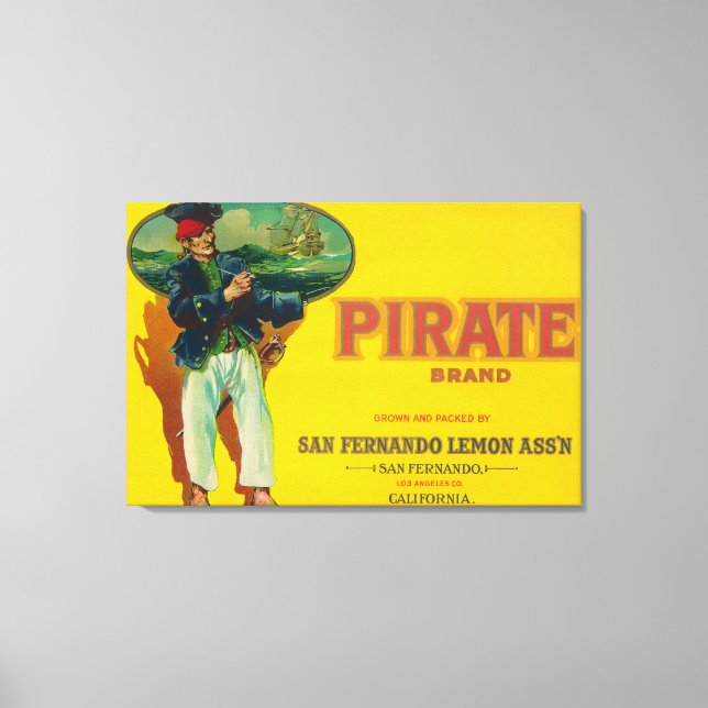 Pirate Lemon LabelSan Fernando, CA Canvas Print (Front)