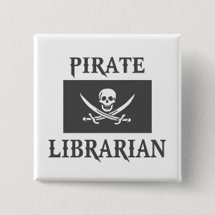 Pirate Librarian 15 Cm Square Badge