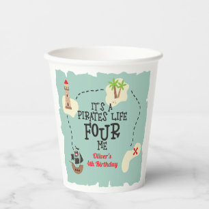 Pirate life FOUR me 4th Birthday Paper Cups