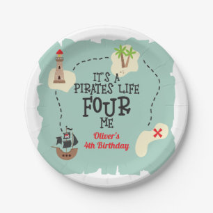 Pirate life FOUR me 4th Birthday Paper Plate